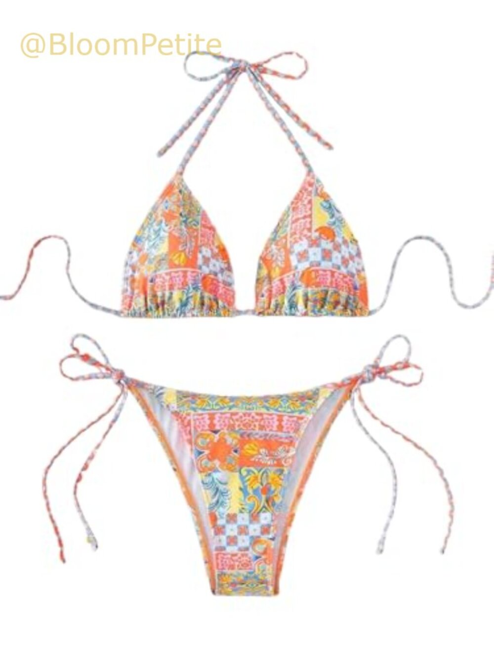 Halter Triangle Bikini Set High Cut Side Tie Two Piece Swimsuit